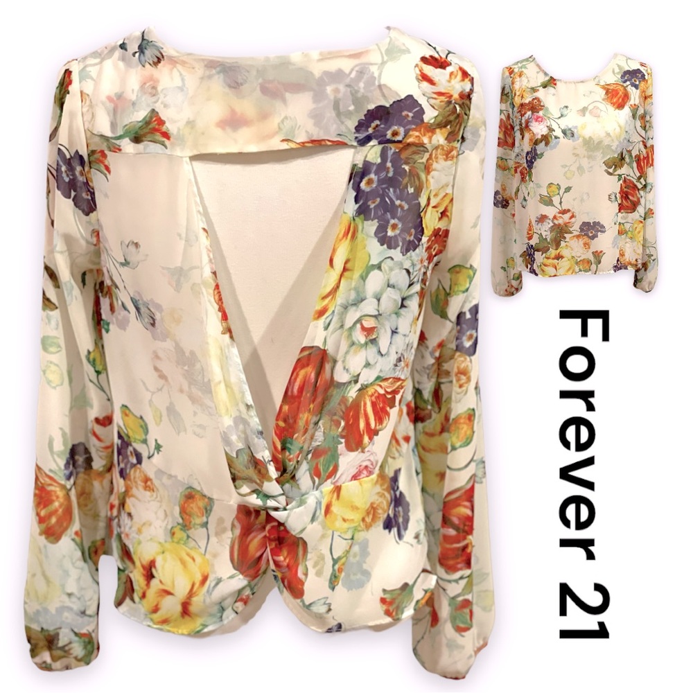 Forever 21 Sheer Blouse with Back Cut-Out